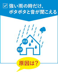 強い雨の時だけ、ポタポタと音が聞こえる