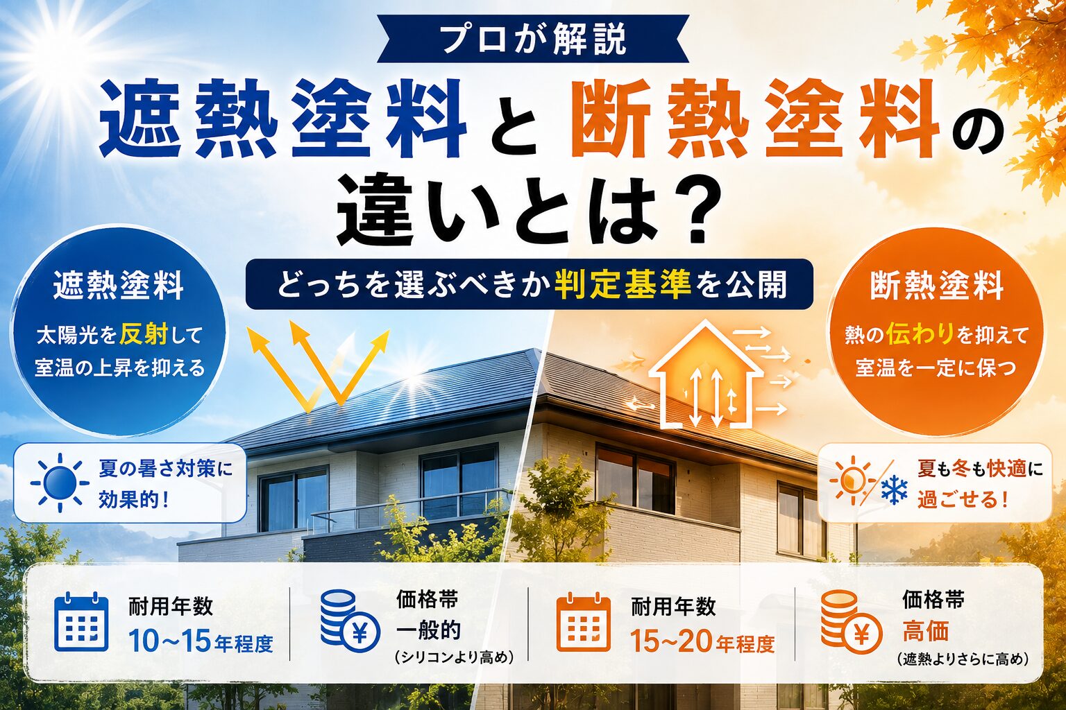 【プロが解説】遮熱塗料と断熱塗料の違いとは？どっちを選ぶべきか判定基準を公開
