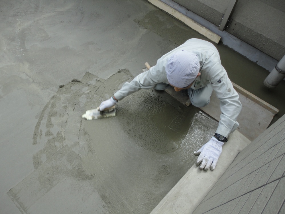 防水工事の下地作り　土間打ち/渋谷区池尻