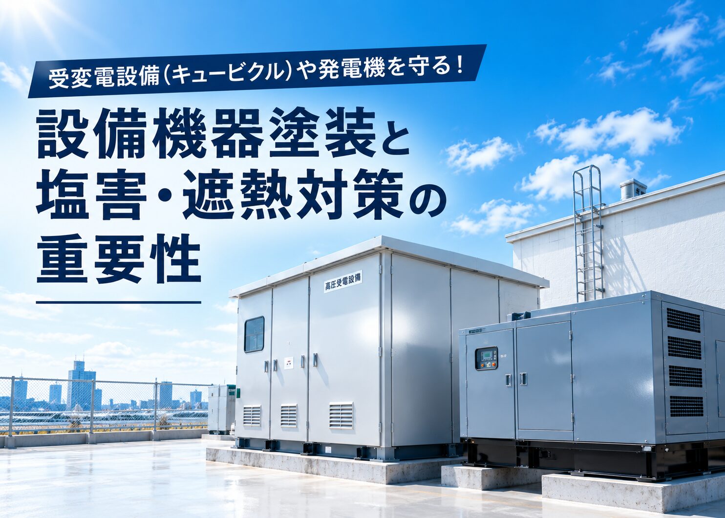 受変電設備（キュービクル）や発電機を守る！設備機器塗装と塩害・遮熱対策の重要性