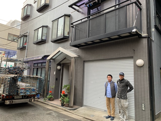 瑞江駅前の外壁塗装工事/タイルとALCの外壁塗装