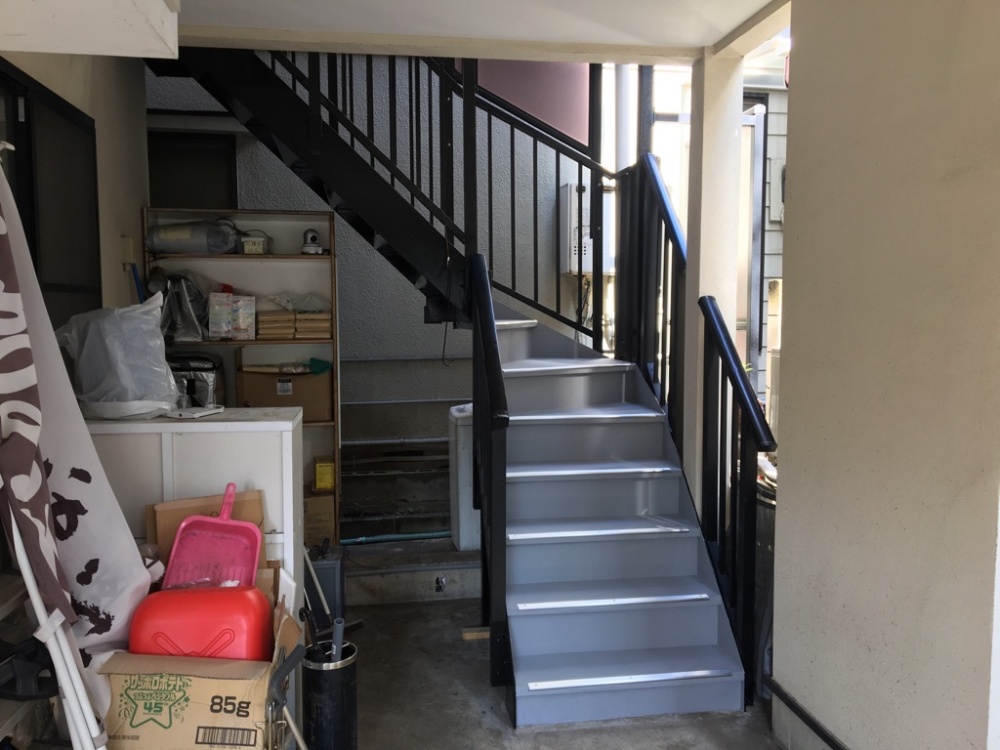 大田区南馬込　鉄骨階段の塗装・防水工事