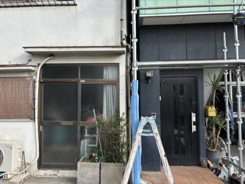 隣の壁との隙間が狭くて外壁塗装ができない。狭間の外壁塗装は足立区鹿浜のセイルズにお任せください。