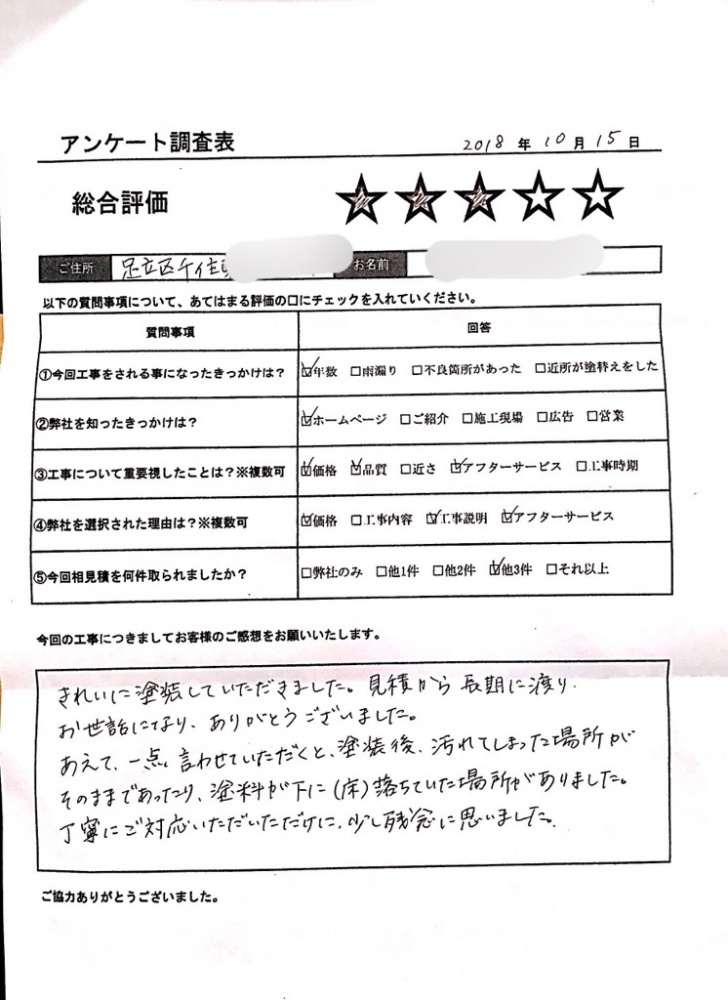 きれいに塗装していただきました。